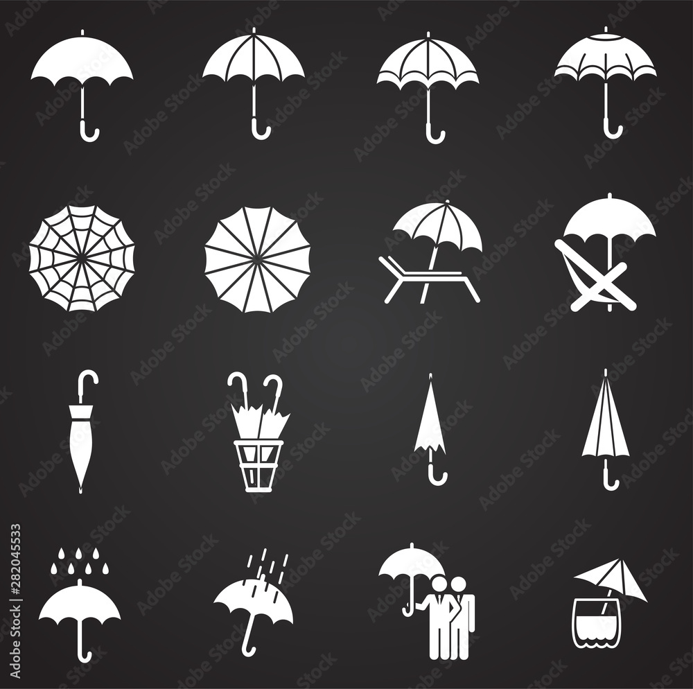 Umbrella icons set on background for graphic and web design. Simple illustration. Internet concept symbol for website button or mobile app.