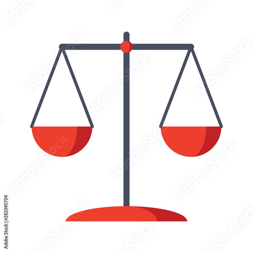 Old weighing scale or scales of justice icon