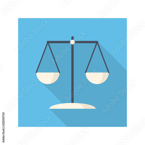 Old weighing scale or scales of justice icon