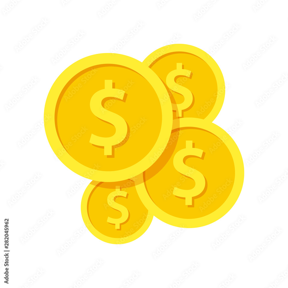 Investment modern stylish icon with golden coins Investment modern stylish icon with golden coins