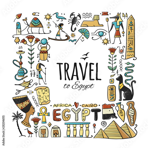 Travel to Egypt. Greeting card for your design