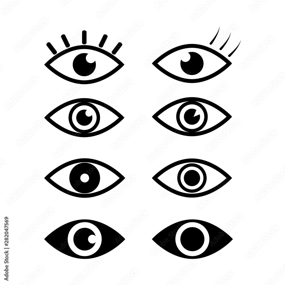 Set of eye icon flat design isolated on white background - vector illustration.