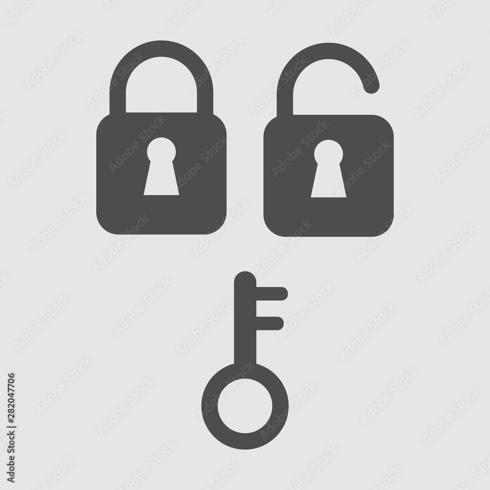 Lock and key flat icon design isolated on gray background -vector illustration. Lock and key flat icon design isolated on gray background -vector illustration.