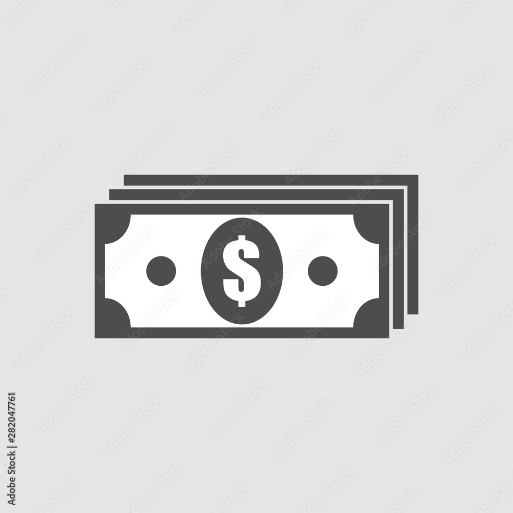 money icon flat design on grey background  - vector illustration