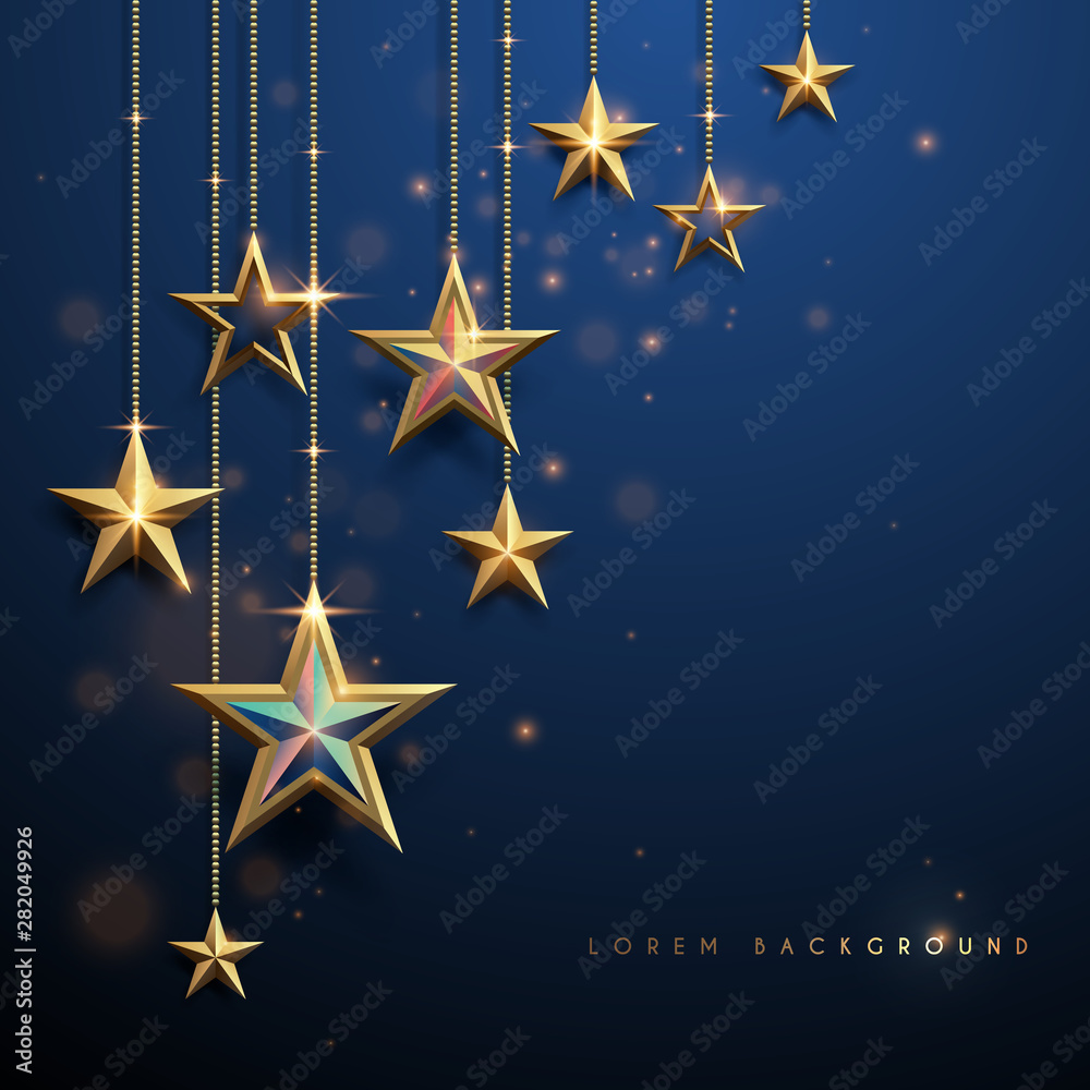 Gold stars on blue background Stock Vector | Adobe Stock