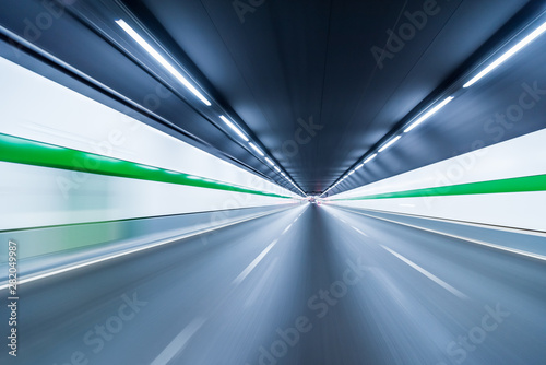 Blurry chromatic color tunnel car traffic motion blur.  © hrui