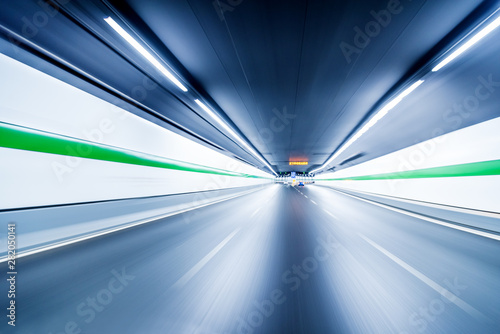 Blurry chromatic color tunnel car traffic motion blur. 