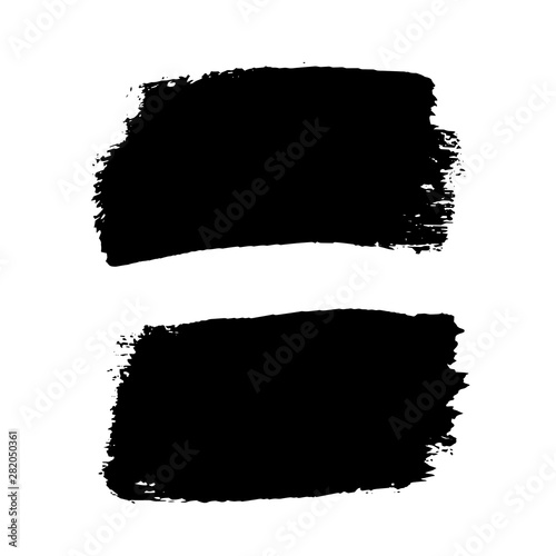 Brush strokes set, isolated white background. Black paint brush. Grunge texture stroke line. Art ink dirty design. Border artistic shape, paintbrush element. Brushstroke graphic. Vector illustration