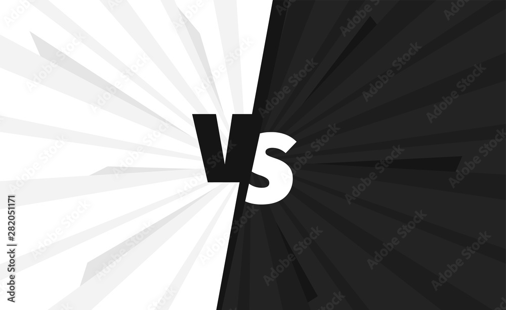 Black vs white teams versus battle screen. Fight backgrounds