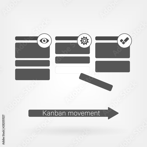 Kanban vector illustration. Lean manufacturing tool icon. movement of work concept