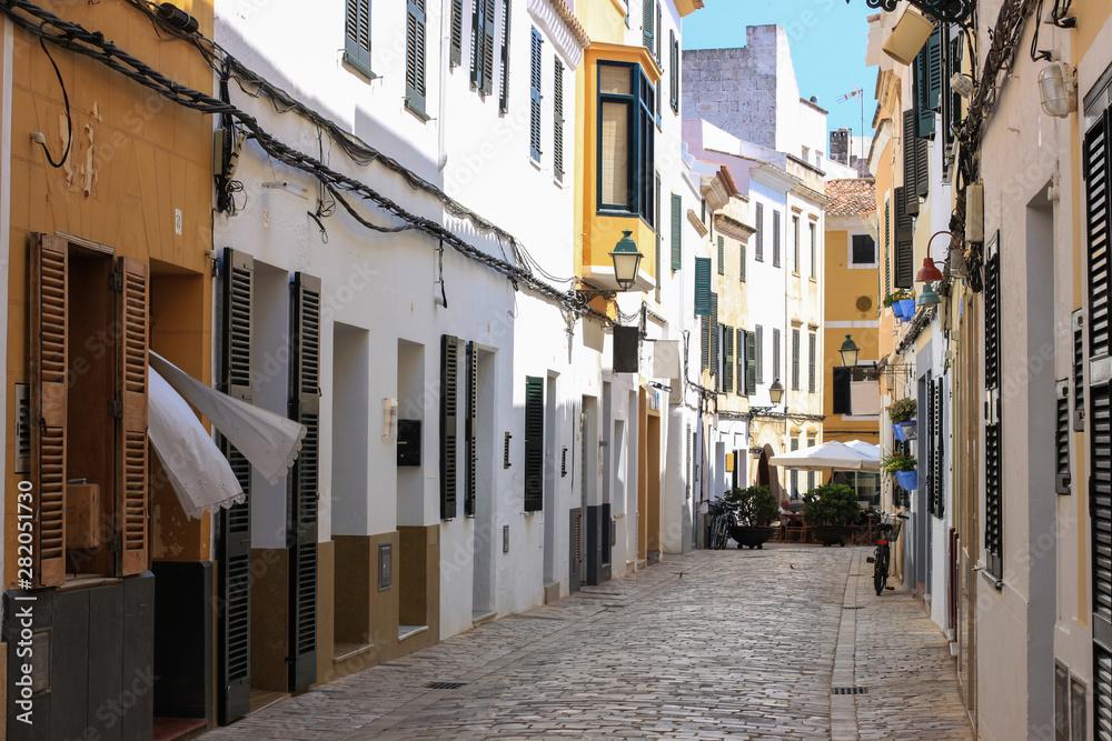 beautiful street of Ciutadella town, Ciutadella, Menorca, Spain