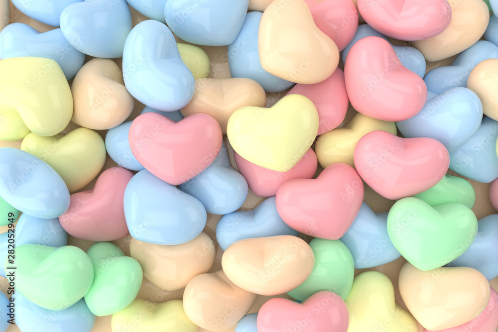 Colorful hearts background. 3D rendering. Colorful hearts background. 3D rendering.