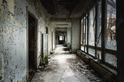 Wallpaper Mural Abandoned corridor in Pripyat Hospital, Chernobyl Exclusion Zone 2019 Torontodigital.ca