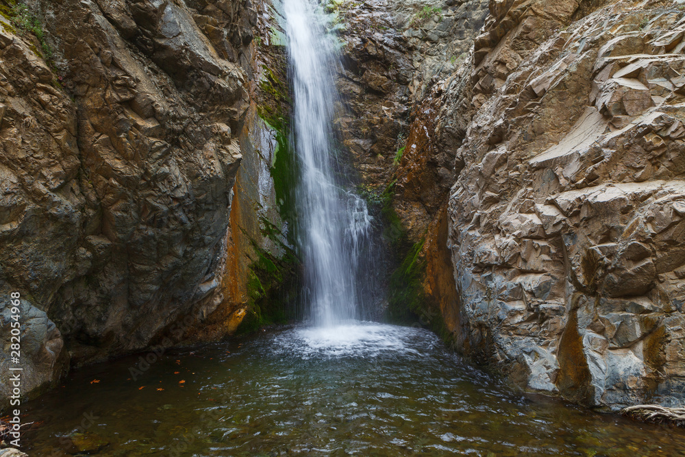 Obraz premium Millomeris Waterfalls near Platres in Cyprus. Long exposure