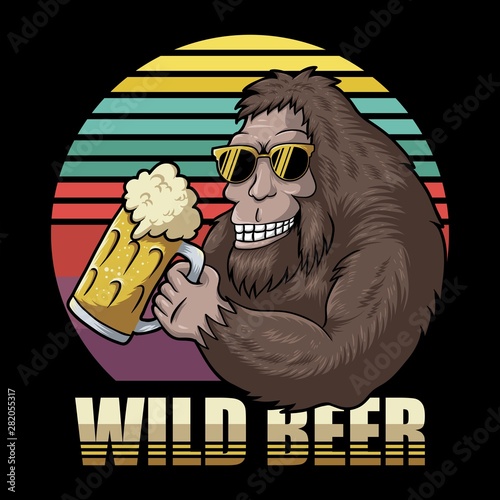 Bigfoot beer retro vector illustration