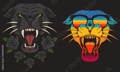 Panther cool Retro vector illustration