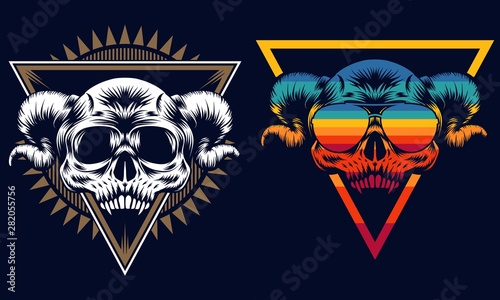 Skull evil retro vector illustration