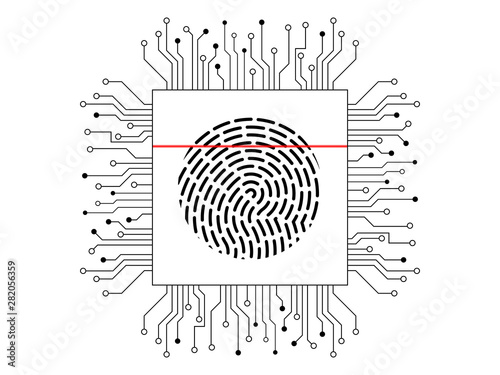 Finger Scan Bio metric id Fingerprint Scanning Technology Concept Illustration. Identification System Scanning Vector