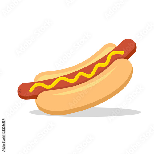 Hot dog. Vector isolated flat illustration fast food for poster, menus, brochure, web and icon fast food