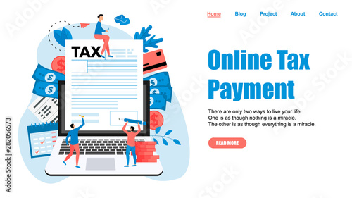 Webpage template. Online tax payment vector illustration concept. Filling tax form	