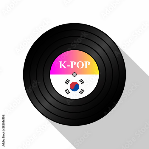 Vinyl Music Record K-POP. Flat Cartoon Style Suitable for Web Landing Page, Banner, Flyer, Sticker, Wallpaper, Card, Background