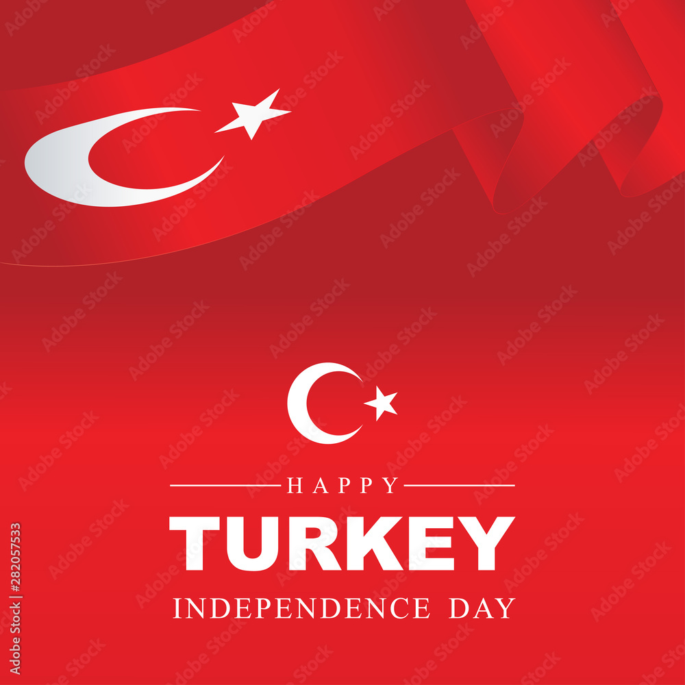 Obraz premium Turkey Independence day with Waving Turkey flag, VectorVector