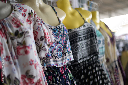 Colorful clothes in the shop,selective focus