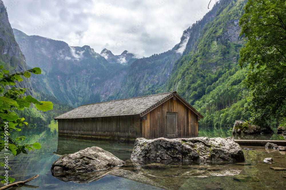 mountain lake Obersee in Bavaria in Alps mountain lake Obersee in Bavaria in Alps