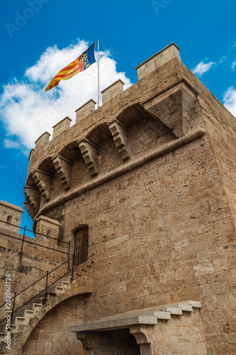  Valencia, Spain - 07/19/2019: Towers of Quart (Torres de Quart) - A Gothic Architecture