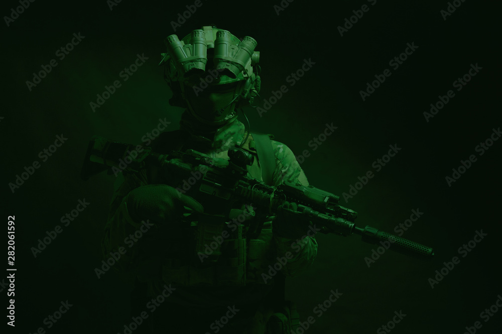 Army special forces fighter low key studio shoot