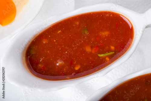 Red hot tomato sauce closeup.