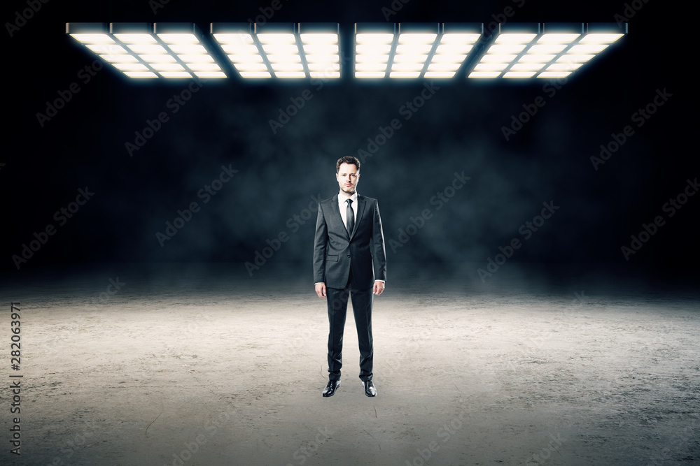 Obraz premium Businessman in abstract interior