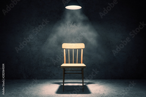 Illuminated chair in interior photo