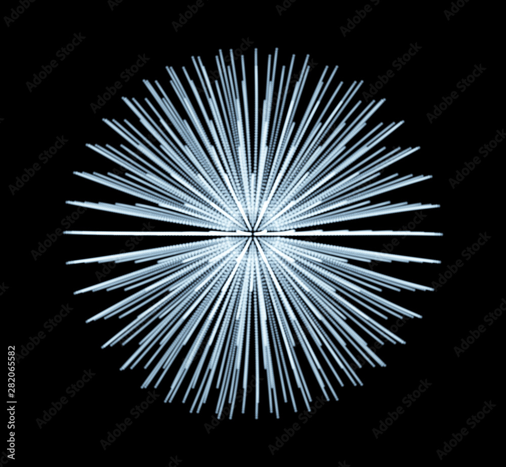 3d abstract sphere. Array with dynamic particles. Modern science and technology element. Vector illustration.