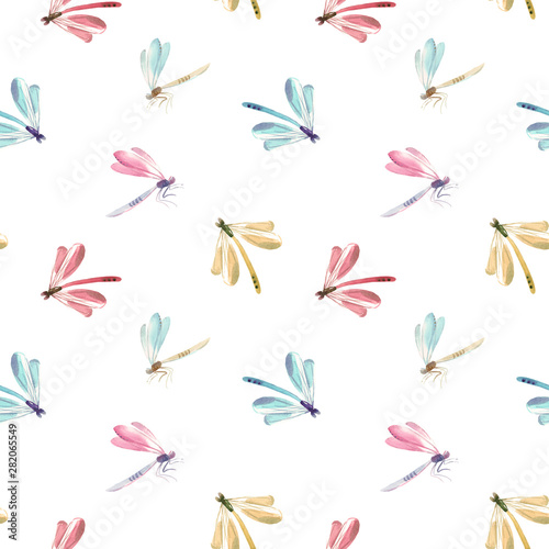 Watercolor dragonfly pattern
