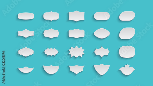 Set of empty geometrical shapes. Collection of design elements. Vector illustration for badge, label or sticker.