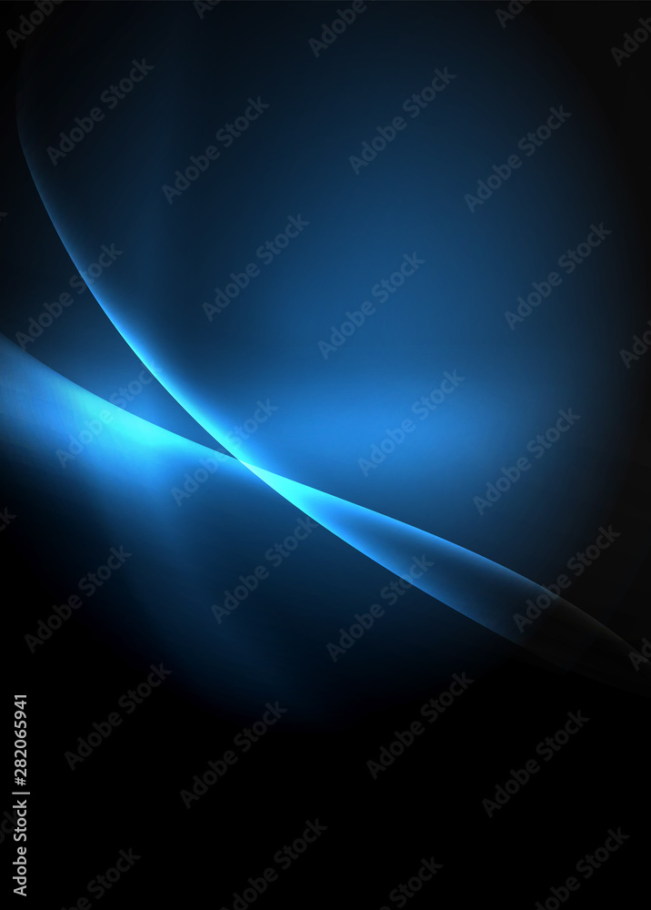 Dark space with shiny neon light motion waves. Abstract concept graphic element. Vector neon background. Technology background - obrazy, fototapety, plakaty 