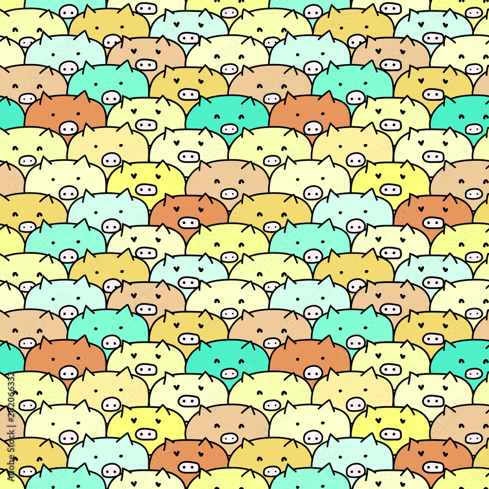 Cute pig seamless pattern background. Vector illustrations for gift wrap design. Cute pig seamless pattern background. Vector illustrations for gift wrap design.