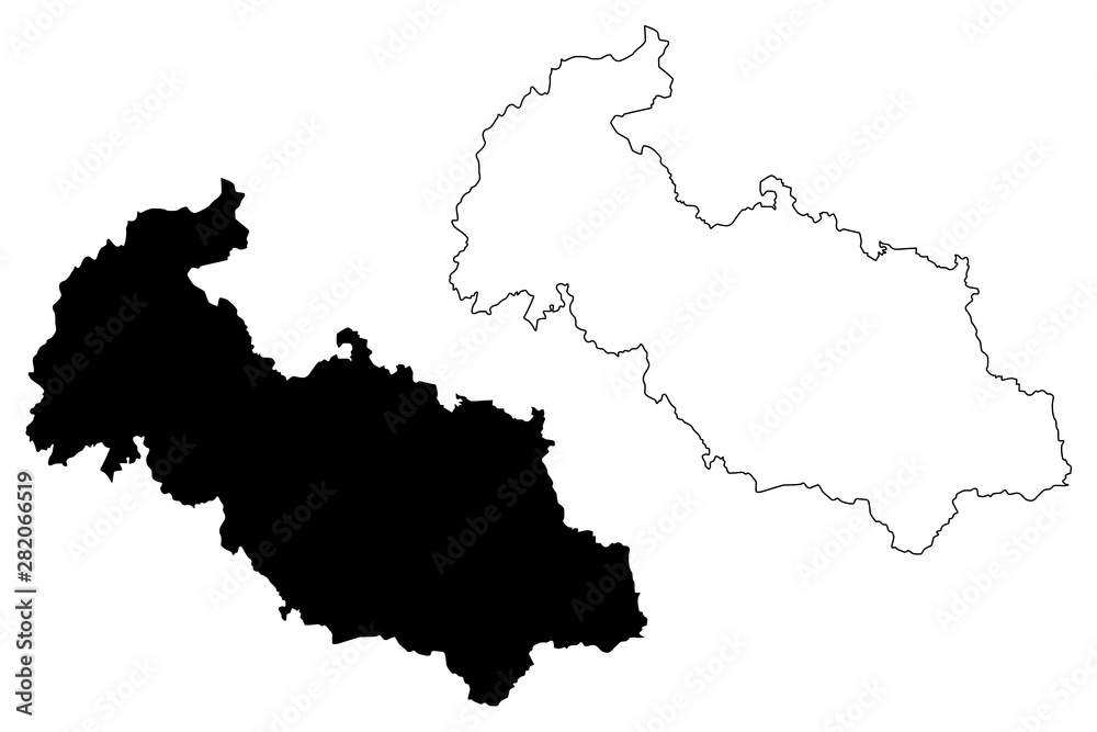 Moravian-Silesian Region (Bohemian lands, Czechia, Regions of the Czech Republic, Moravia, Ostrava Region) map vector illustration, scribble sketch Moravian Silesian map