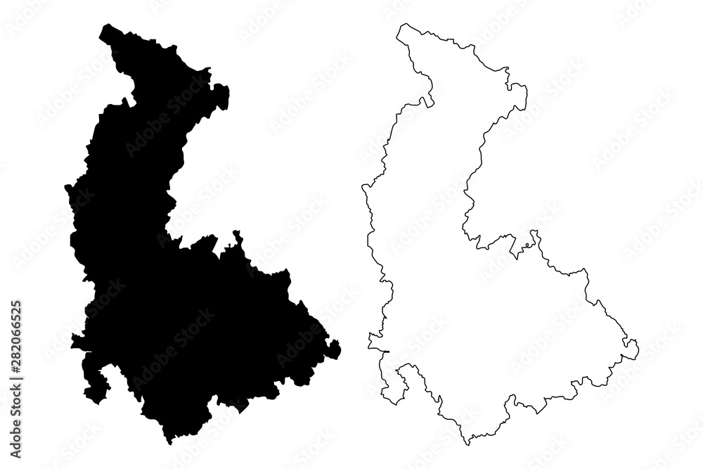 Olomouc Region (Bohemian lands, Czechia, Regions of the Czech Republic, Czech Silesia) map vector illustration, scribble sketch Olomouc map