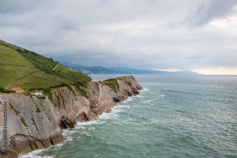 Cliff views from Itzurun beach, Basque country