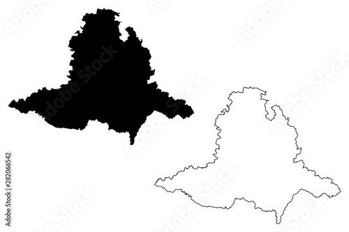 South Moravian Region (Bohemian lands, Czechia, Regions of the Czech Republic, Moravia) map vector illustration, scribble sketch South Moravian map