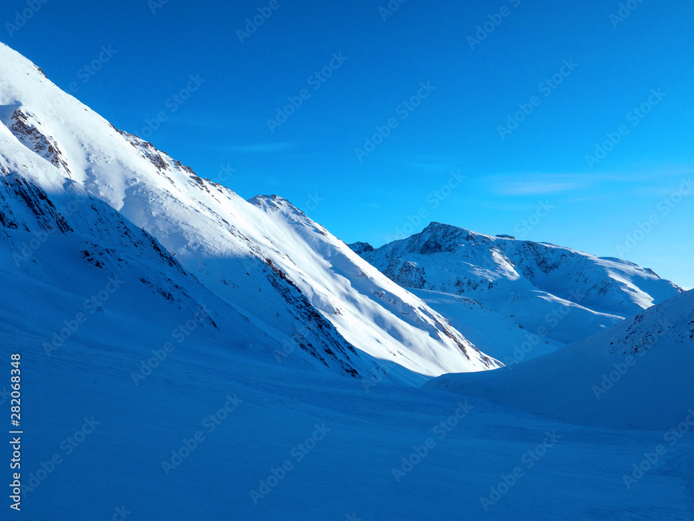 Natural background. Winter mountain landscape.