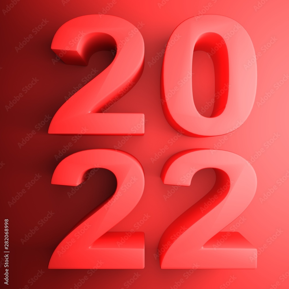 2022 red square icon - 3D rendering illustration 2022 red square icon - 3D rendering illustration