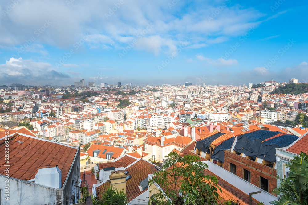 View direction north, overlooking the Arroios district of Lisbon to the Instituto Superior Técnico, a public school of engineering 