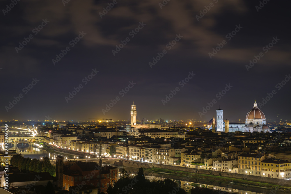Florence cityscape from piazza Michelangelo at night