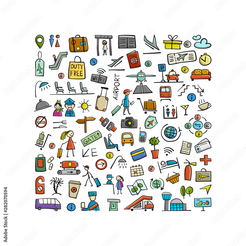 Fototapeta premium Airport collection, background for your design