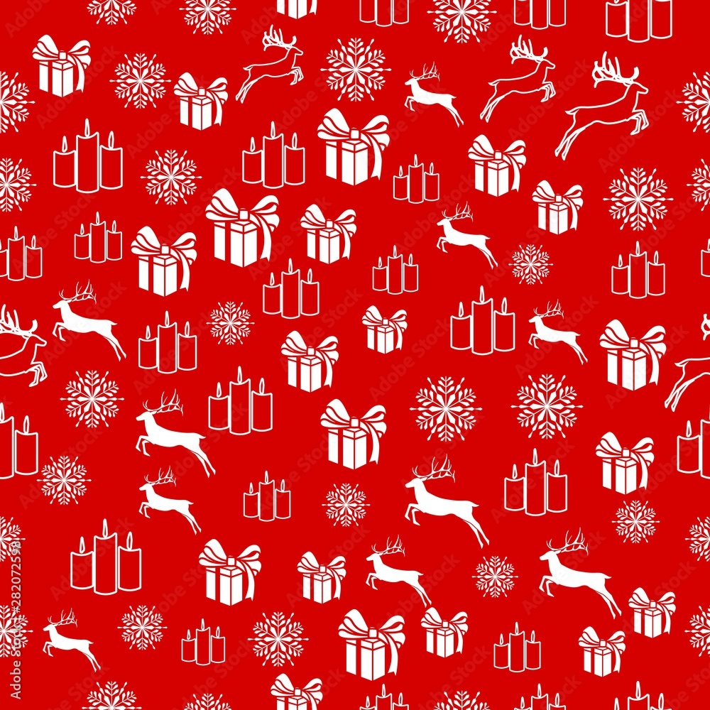 Fototapeta premium Christmas white snowflake on abstract red bakcground vector illustration eps10. Wrapping paper.