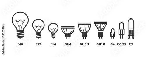 Light bulb icon vector. Llightbulb idea logo concept. Set lamps electricity icons web design element. Led lights isolated silhouette.