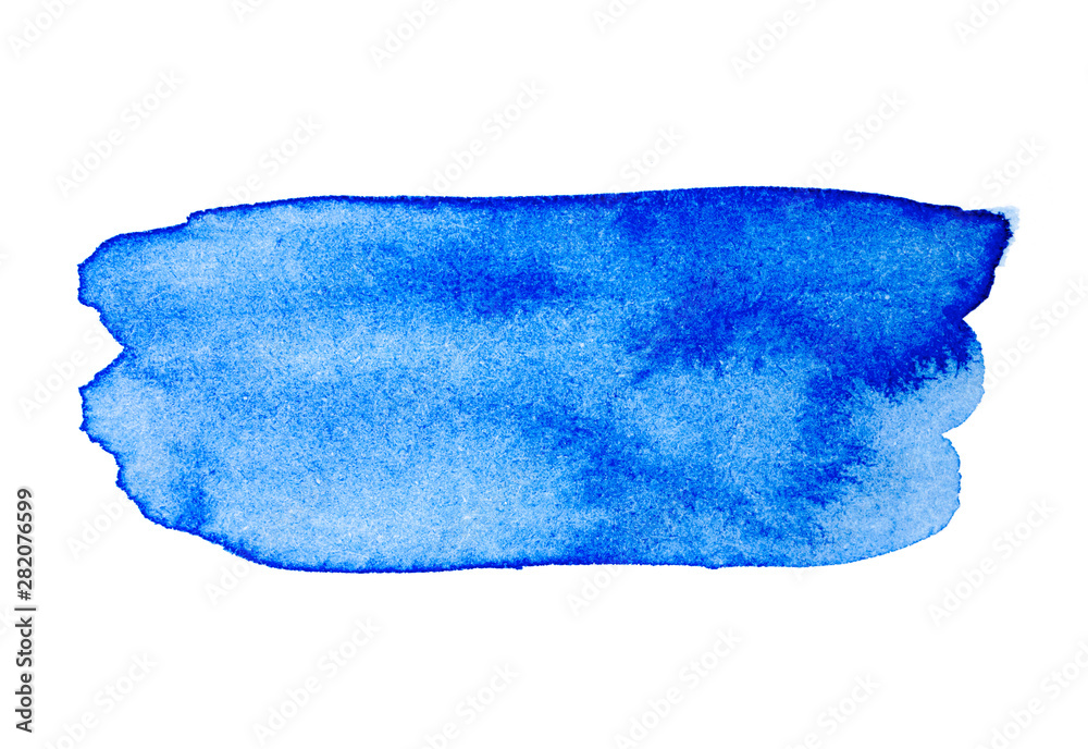 Fototapeta premium Real Watercolor Blue Brush Stain, Banner and Background for Unique Creative Design